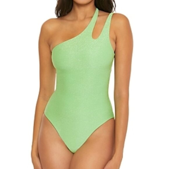BECCA by Rebecca Virtue Violet Glimmer One Piece Swimsuit Size S Light Green - Picture 1 of 5
